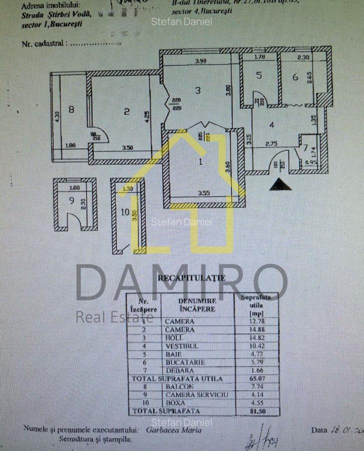 Apartament 3 Camere Stirbei Voda Calea Victoriei Bloc Consolidat+Boxa Comision 0 - 1