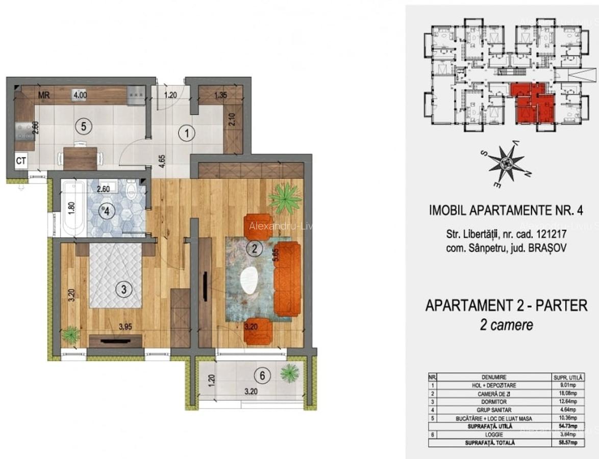 Apartament cu doua camere 55mp, ansamblu cu 4 blocuri tip vila, Sanpetru - 8