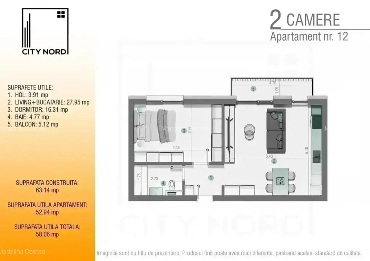 Apartament 2 camere eficient compartimentat-BLOC BOUTIQUE! - 5