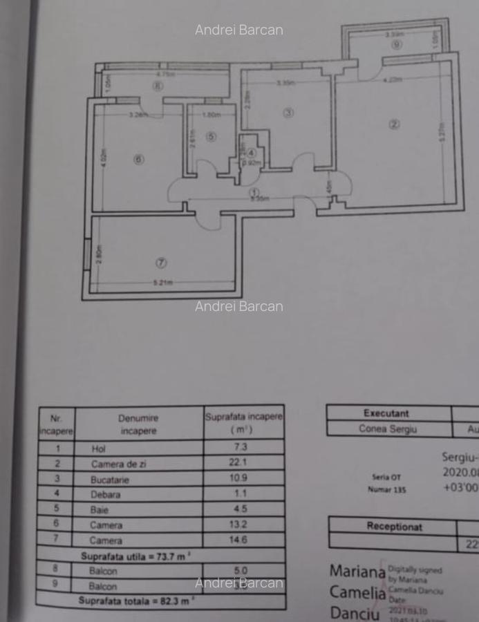 Apartament 3 camere, 82 mp utili, complet decomandat - Etaj 2/2 - 12