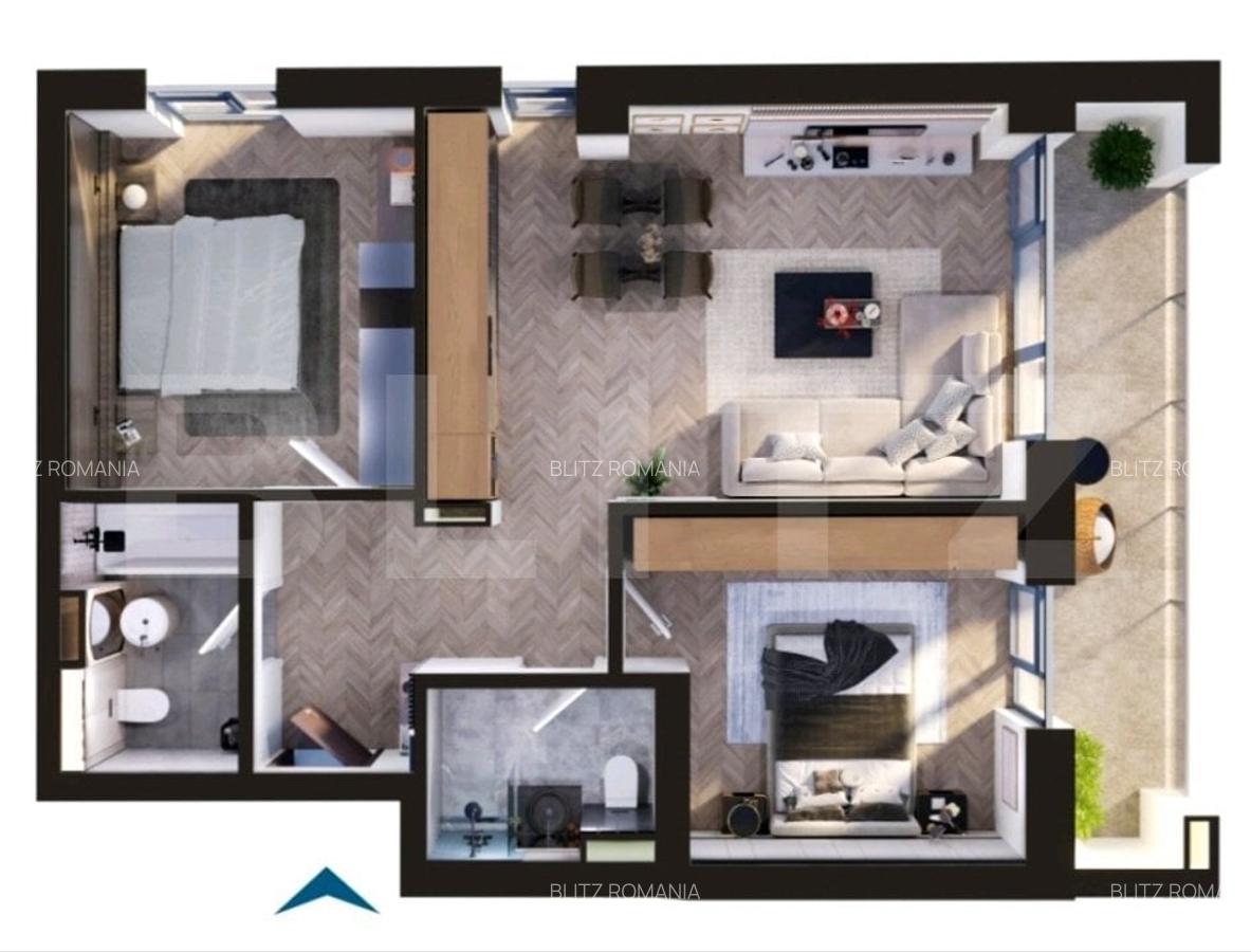 Apartament de vanzare, cu 3 camere, 74 mp, zona Torontalului - 1