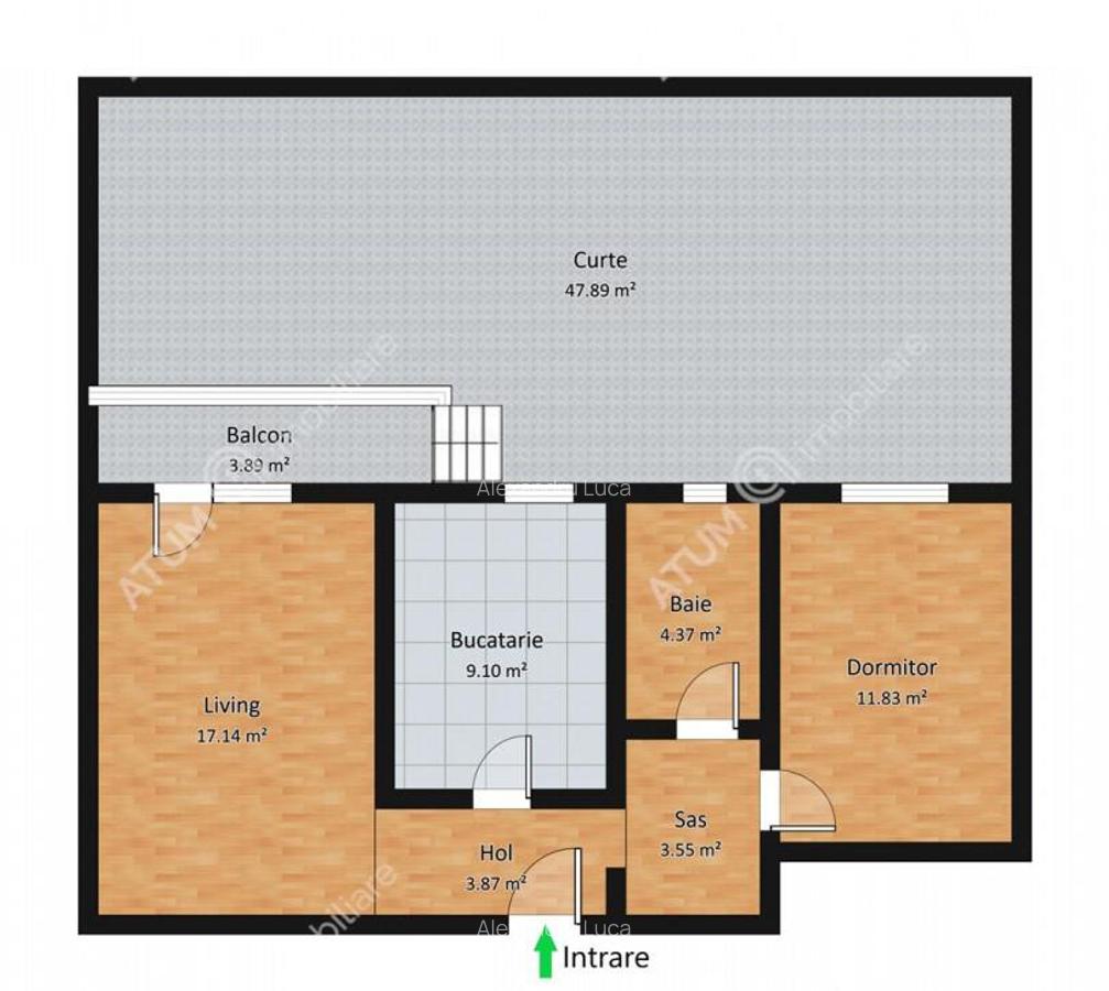 Apartament decomandat 2 camere curte parcare pe Calea Cisnad - 2