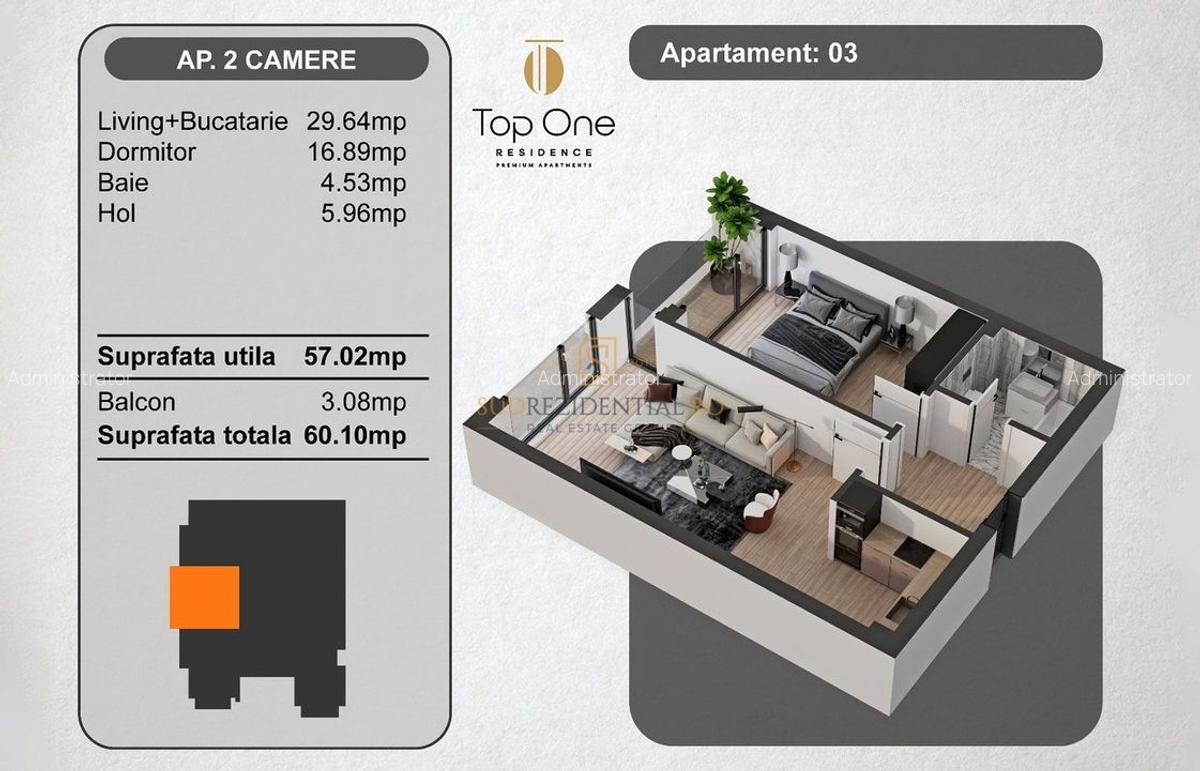 Apartament modern cu un dormitor, imobil premium, finisaje de top - S5 - 6