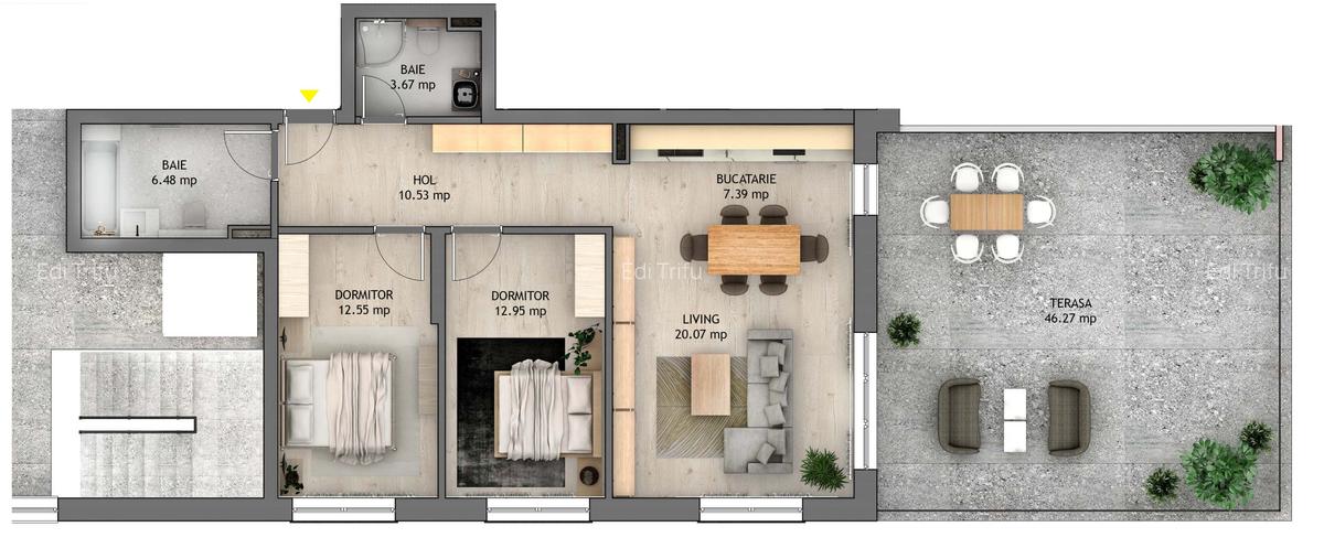 Penthouse cu 3 cam 140 mp Str D-na Stanca Selimbar -Orhideea - 8