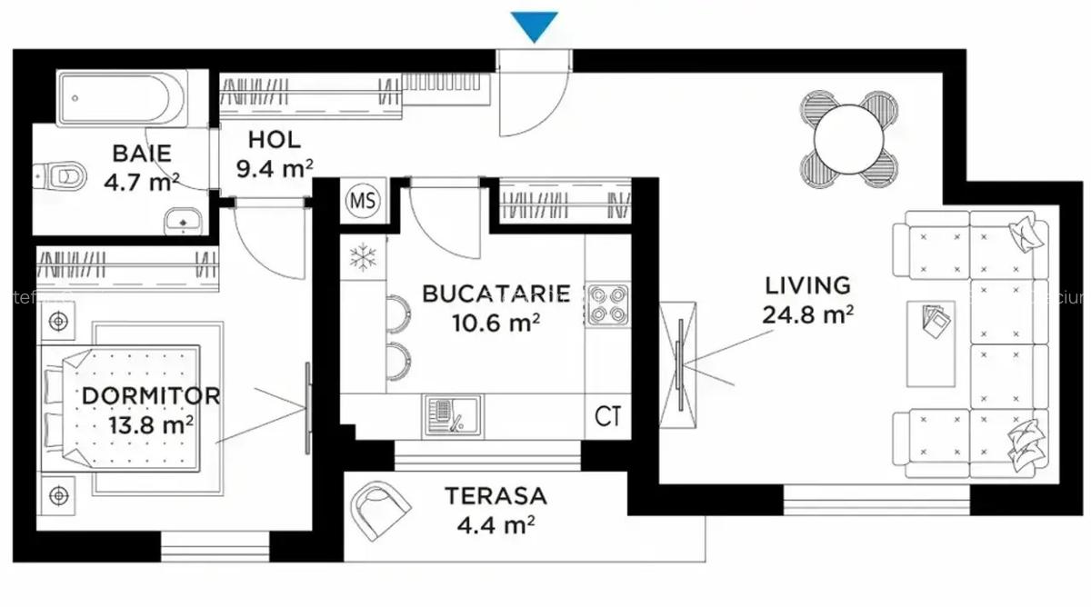 Apartament cu 2 camere decomandat în Sisești - 3