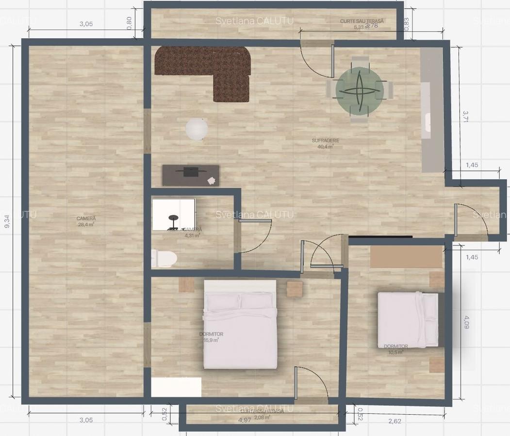 NEOFORT APARTAMENT 3 CAMERE cu LIVING 40 mp ZONA CALEA CALARASILOR-METROU MUNCII - 15