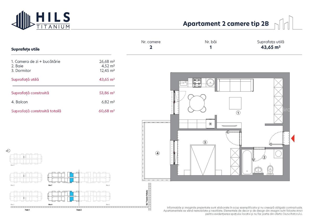 Apartament 2 camere  HILS Titanium faza 2 | Tip 2B | - 2