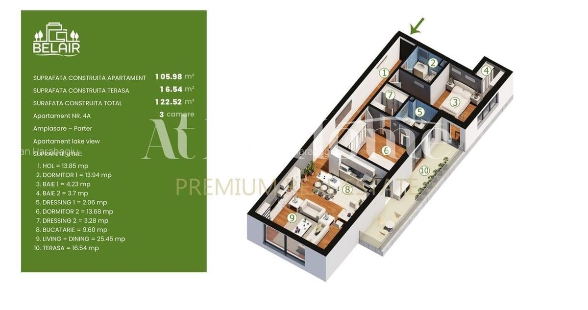 BELAIR LAKE, Apartament cu 3 camere, Locatie PREMIUM, VEDERE LAC, investitie - 23