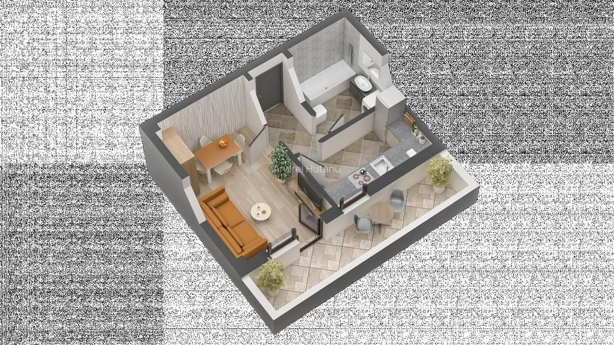 APARTAMENT 1 CAMERA, 30.35 MP UTILI, PARTER, PLATOU GALATA - 1