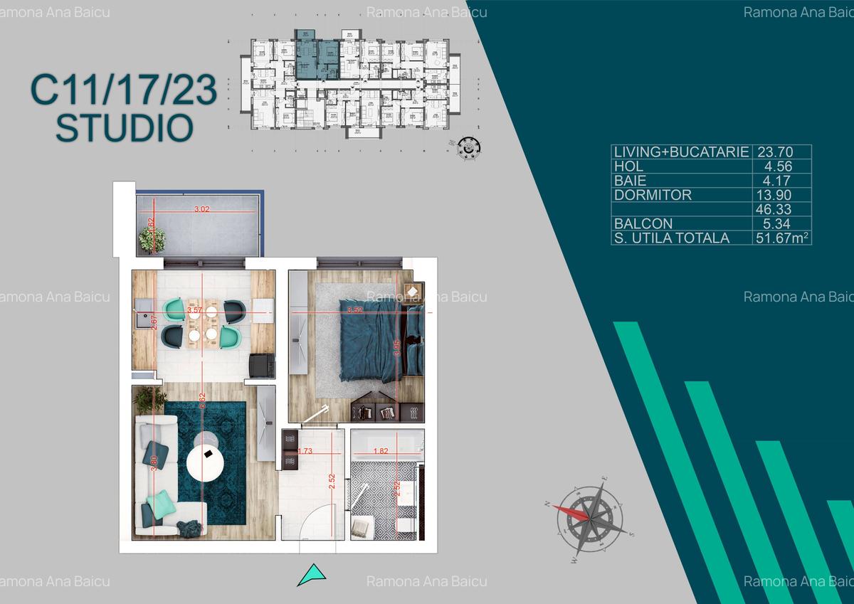 Apartament cu 2 camere în 1 Decembrie 1918 - 8