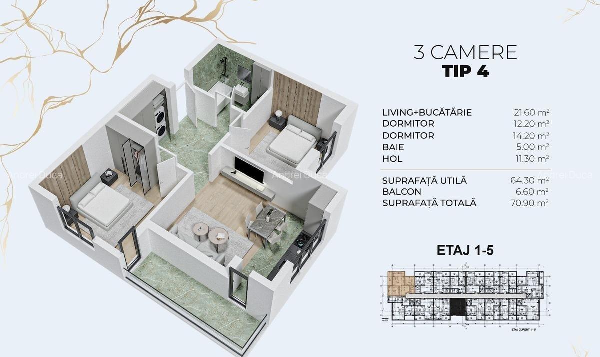 Apartament 3 camere-Acces Metrou Berceni-Incalzire in pardoseala - 8