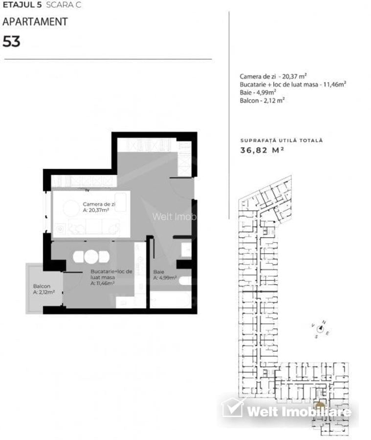 Apartament de 1 camera, modificabil in 2 camere, bloc nou, zona Sopor ! - 2