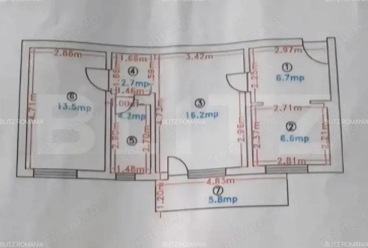 Apartament de vanzare, cu 2 camere, 55 mp, zona Careiului - 9