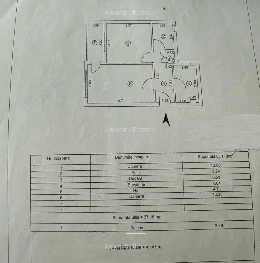 Apartament cu doua camere decomandat Micro 39 etaj 2 LIBER - 1
