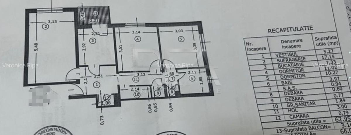 3 camere, et 1/8, proiect centrala-Ghencea, Str. Garleni - 9