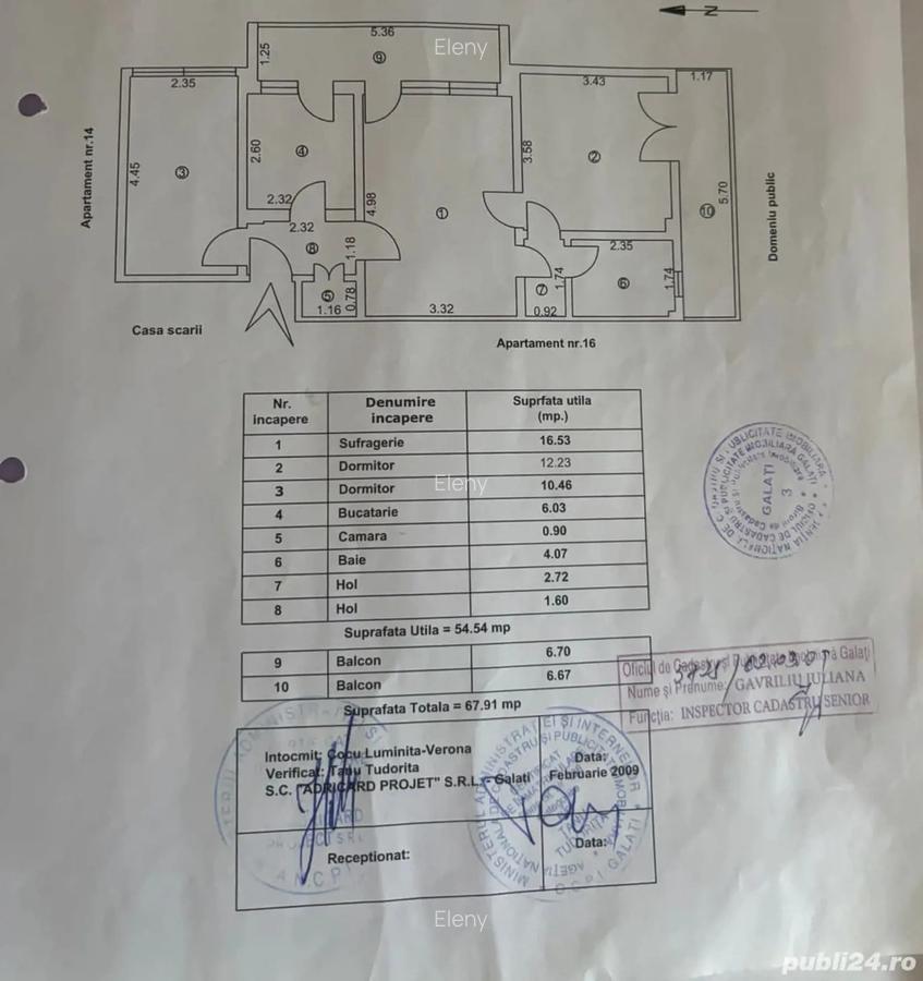 Ap. 3 cam. sdec. 57 mp, etaj 1, Tiglina 1 - 1
