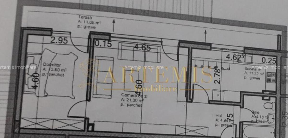 Apartament de 2 camere, 55 mp cu terasa de 11m + 1 loc parca - 13