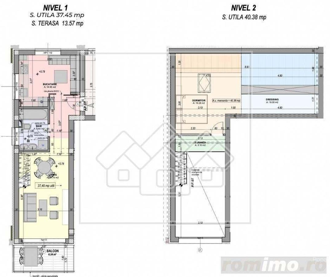 Penthouse 2 camere, bucatarie separata,balcon - mobilat si utilat - 5
