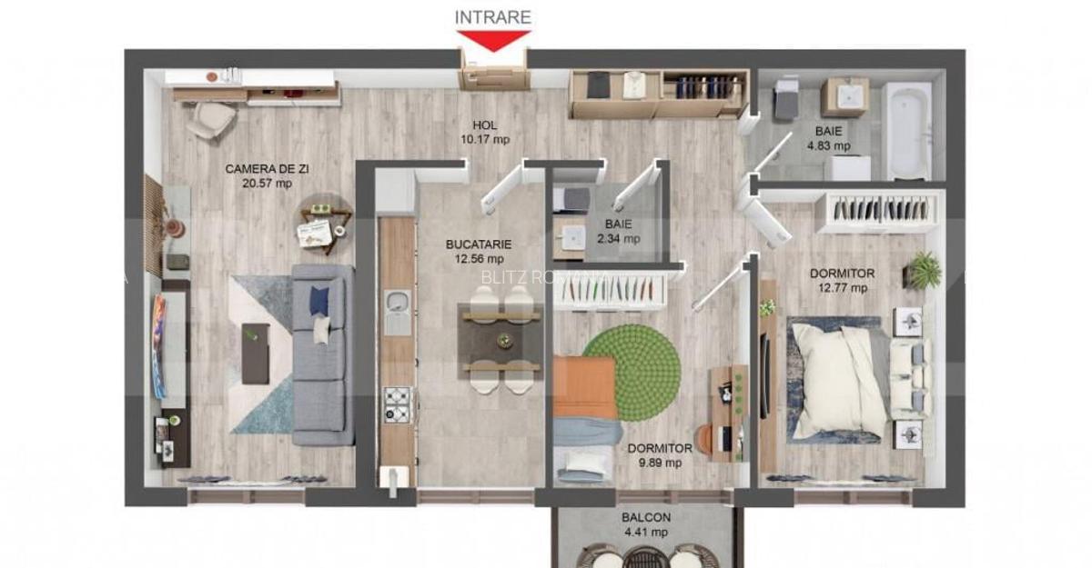 Apartament 3 camere, 74 mp, decomandat, zona Pictor Brana - 1 Apartament 3 camere, 74 mp, decomandat, zona Pictor Brana - 1