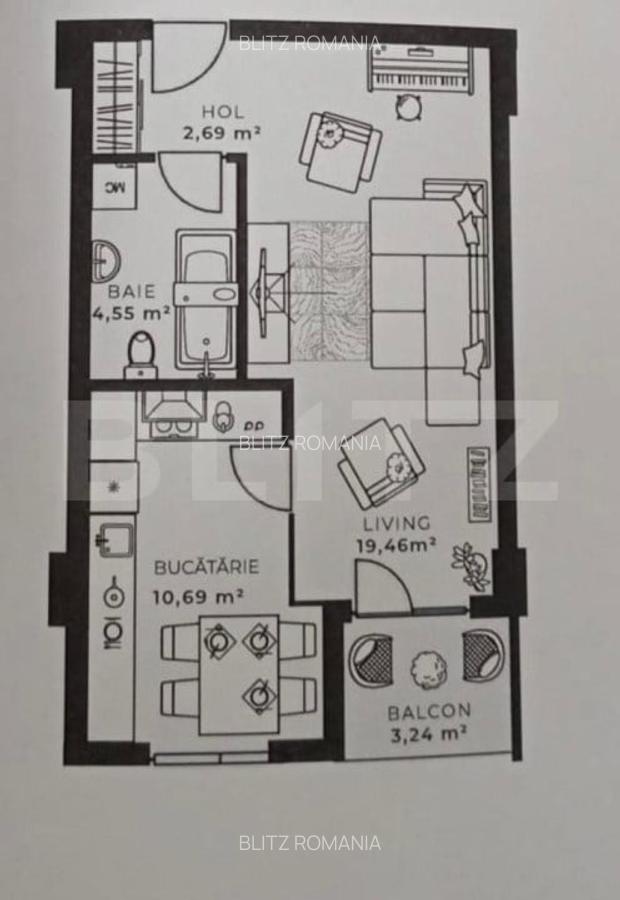 Apartament 1 camera, etaj intermediar, CF, Ansamblul Soporului - 3
