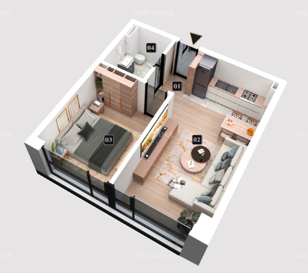 Studio spațios, eficient compartimentat în West Avenue – Chiajna + TVA - 2