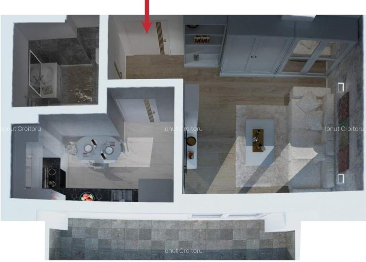 POITIERS/FRUMOASA, APARTAMENT FINALIZAT, O CAMERA DECOMANDAT, SPATIOS - 2