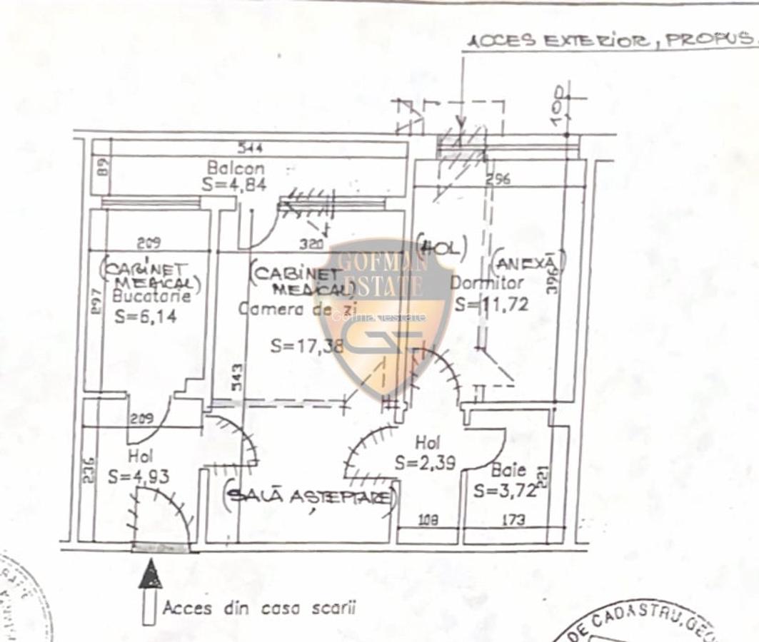 Ap 2 cam + dependinte, 51.12 mp ABATOR, parter, cabinet dentar 2 intrari, balcon - 26