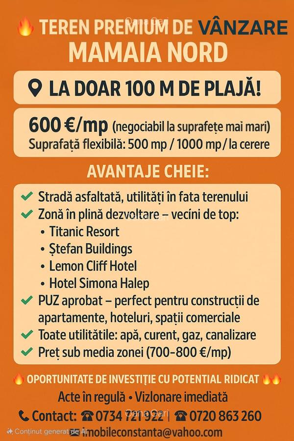 MAMAIA NORD LOTURI CU VEDERE LA MARE ,MIN 500MP - 3 MAMAIA NORD LOTURI CU VEDERE LA MARE ,MIN 500MP - 3