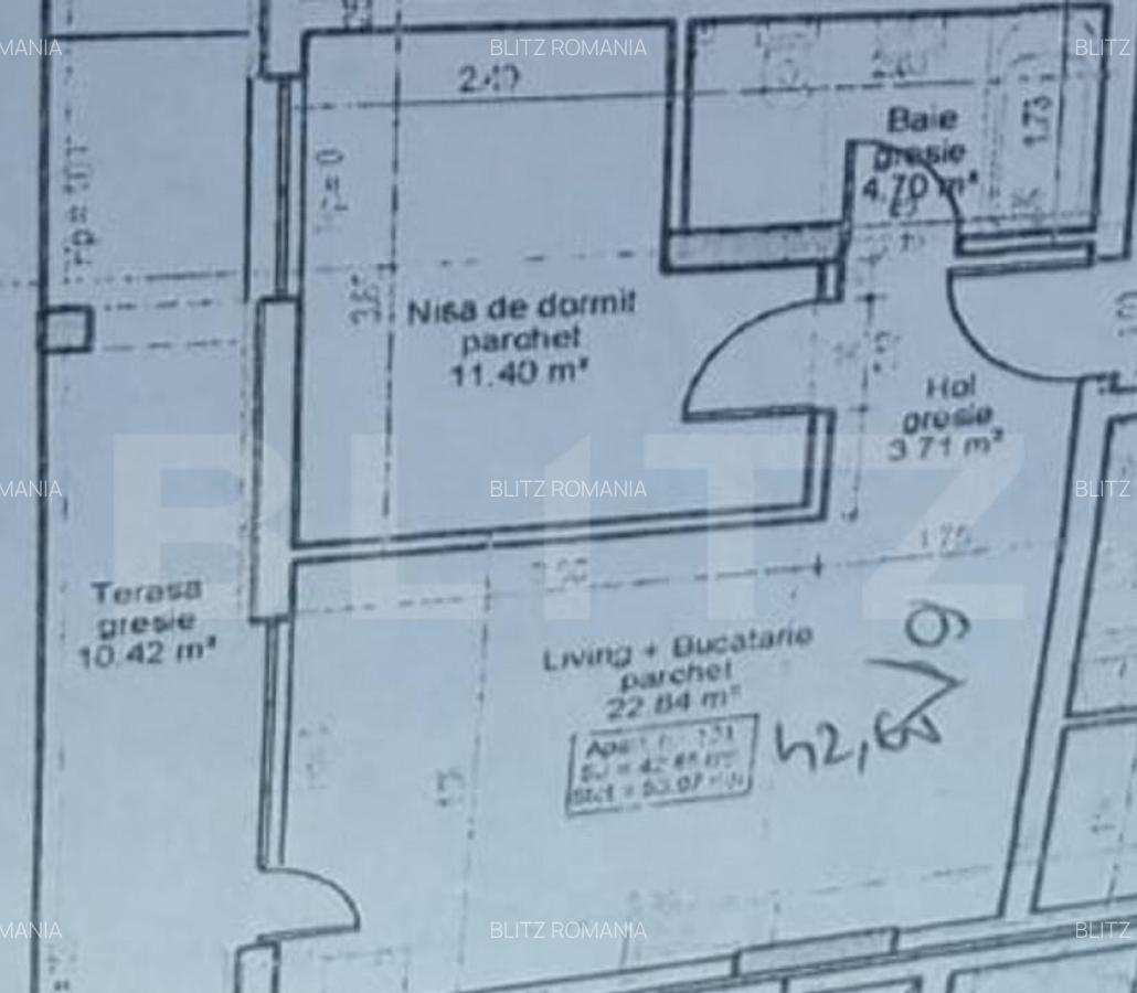 Apartament cu priveliste, 2 camere, 42 mp, terasa 10 mp, zon - 5