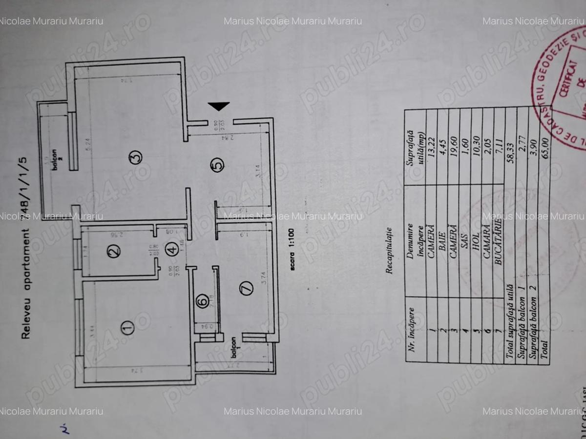PF , apartament 2 CD , 65mp , et. 1 - 2