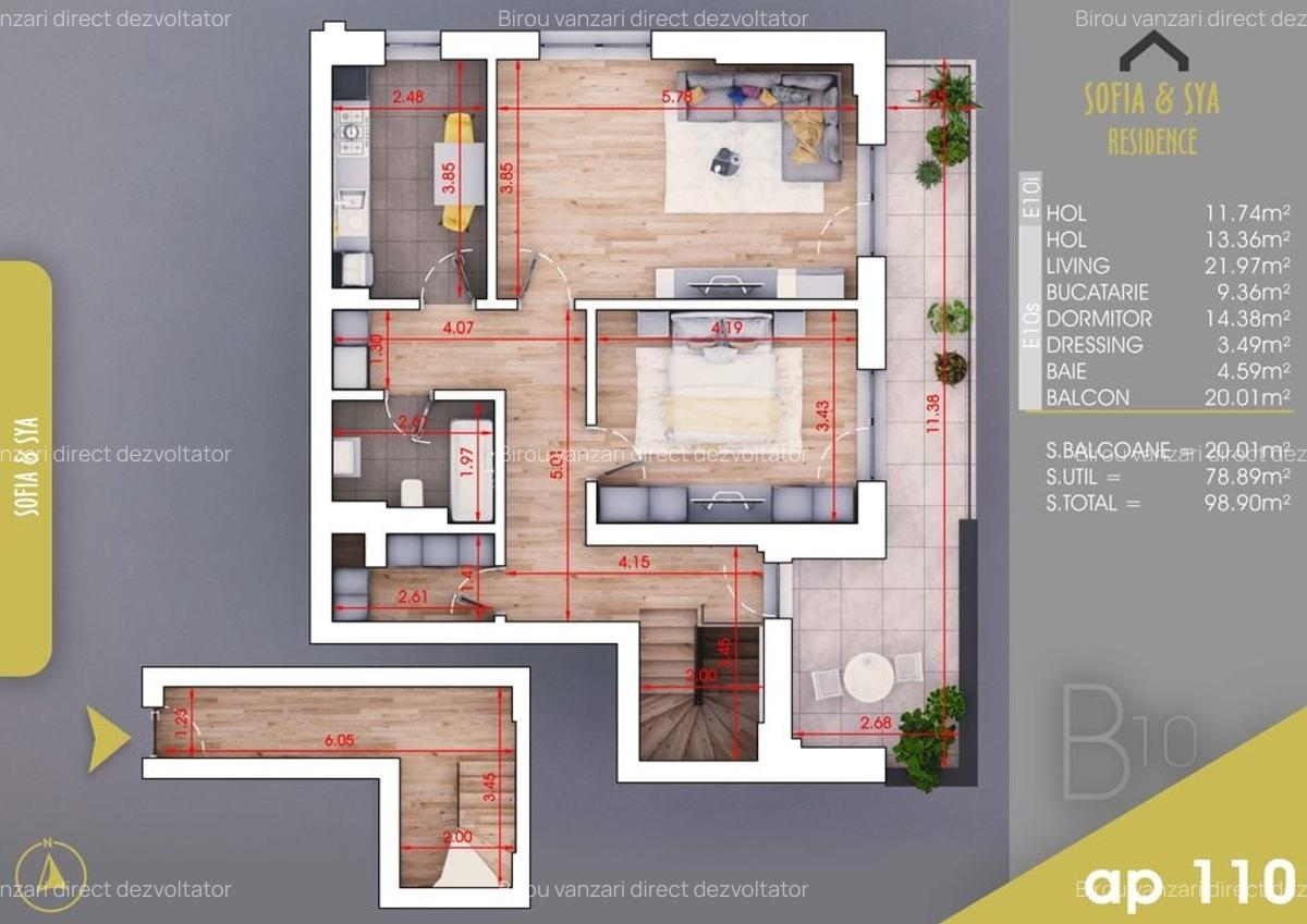 Apartament 2 camere decomandat,Dressing,Debara,Vedere SUPERBA,PARCARE - 7