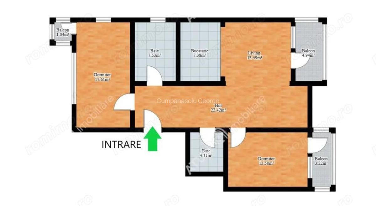 Apartament cu 3 camere decomandate 2 bai si 3 balcoane zona Strand - 17