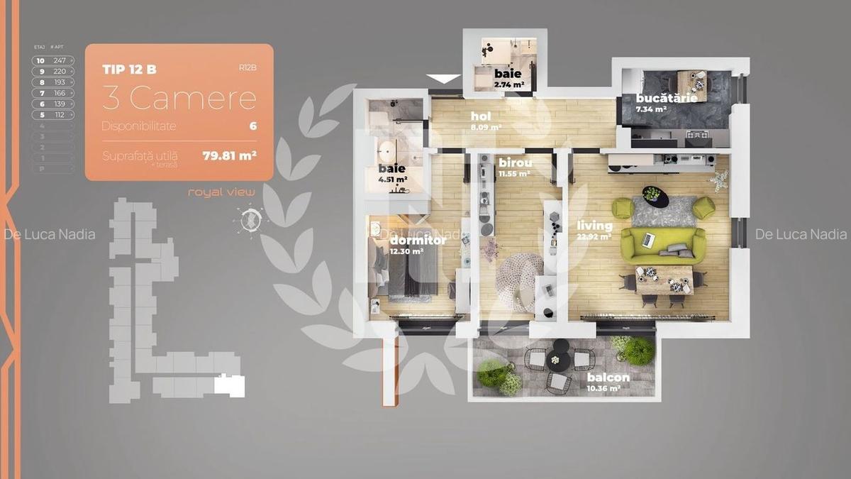 Apartament 3 camere Piata Sudului 79.81 mp utili - 1