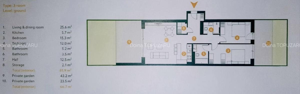 Apartament cu 3 camere decomandat, mobilat în Băneasa - 15