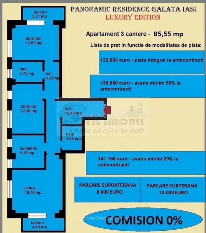 Apartament decomandat de vanzare in Iasi, Galata, 85,55 mp, bloc nou - 2 Apartament decomandat de vanzare in Iasi, Galata, 85,55 mp, bloc nou - 2