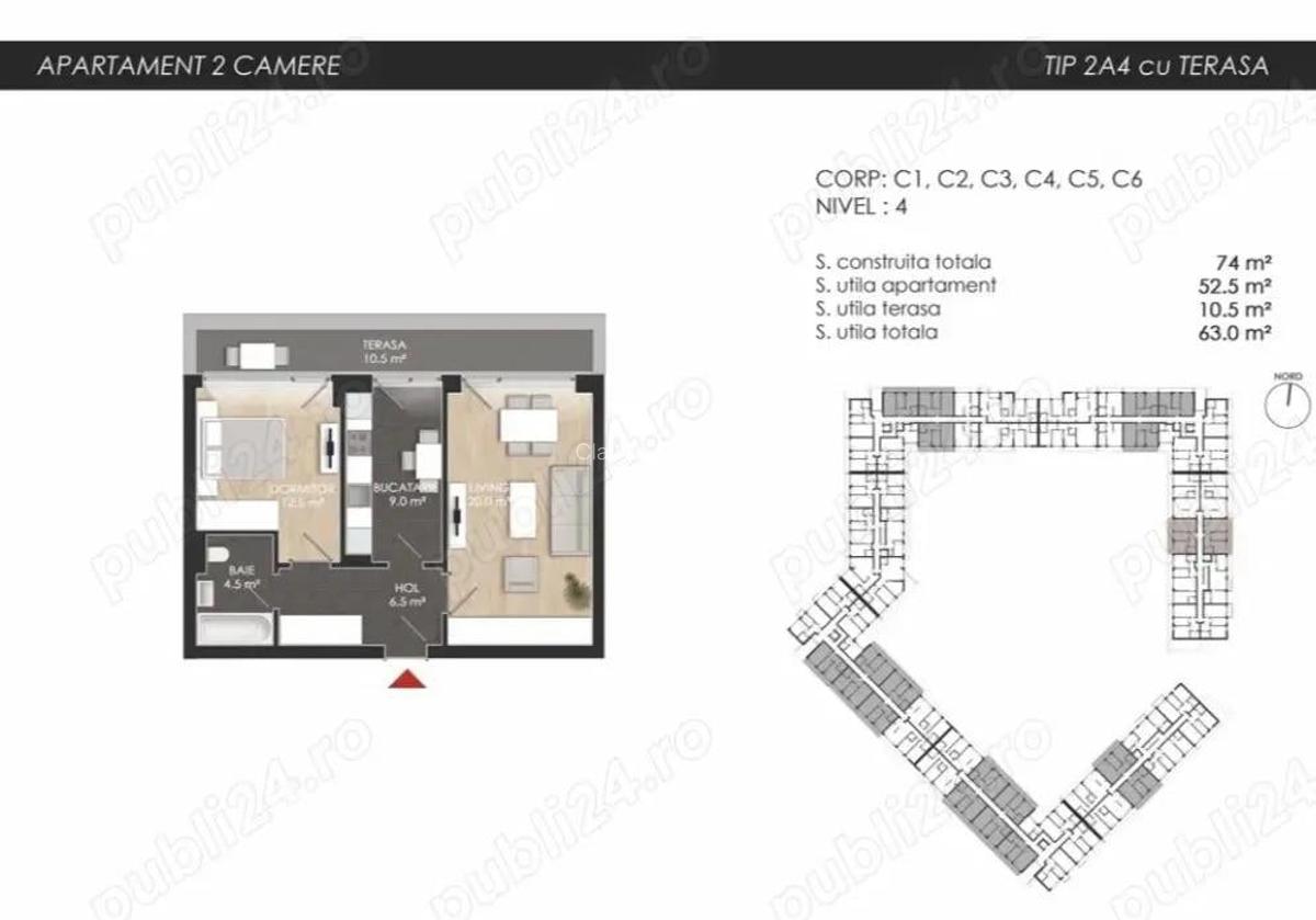 Apartament 2 camere nou, decomandat, 63 mp S.utila - Langa Lacul Straule?ti & Mall Colosseum, Sect.1 - 5