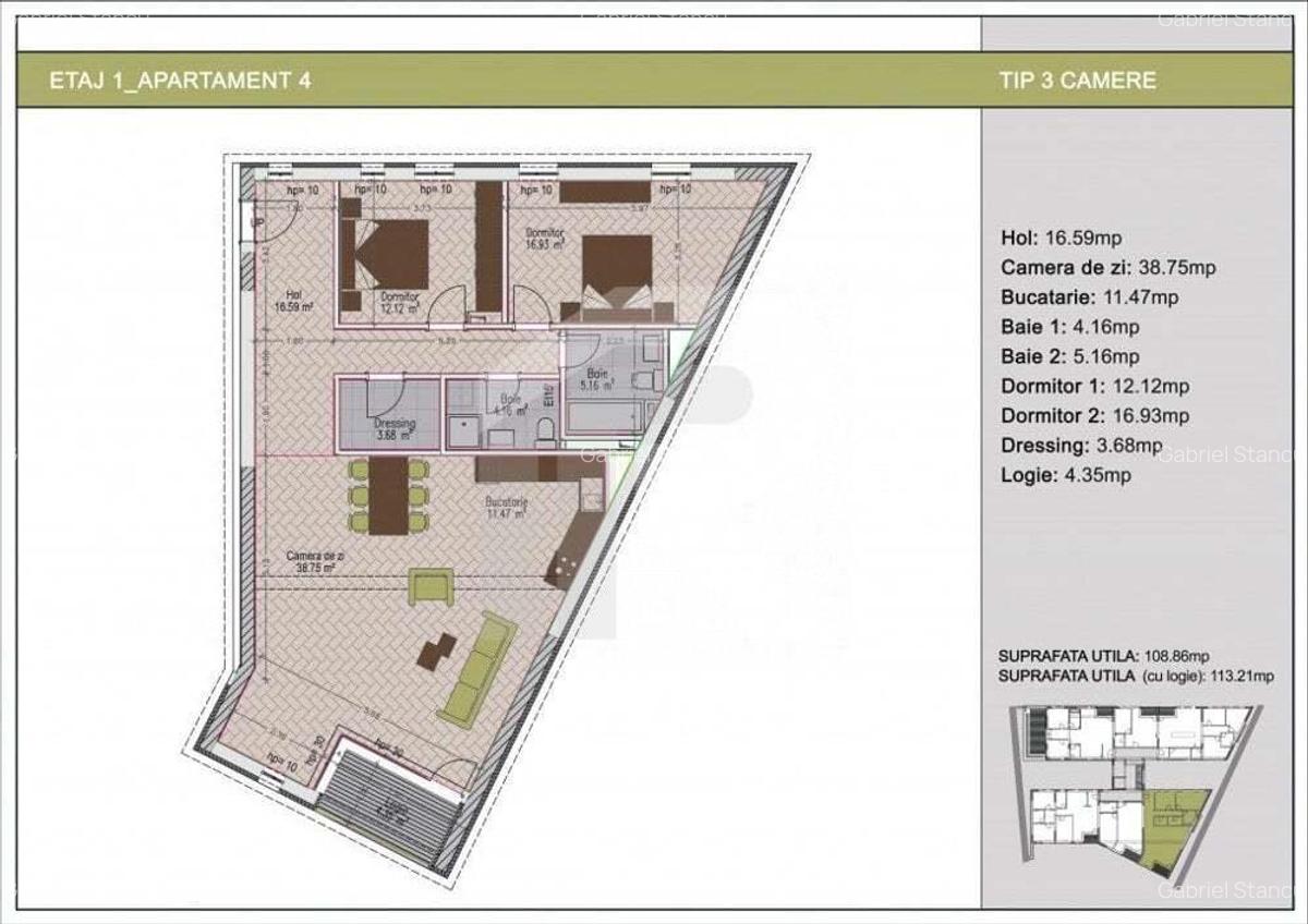 Duplex 3 camere cu terasa de 85mp in bloc nou, zona Nerva Traian, Timpuri Noi ! - 3