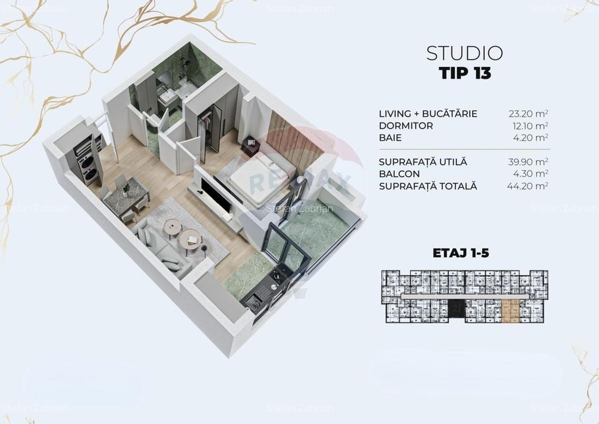 De Vanzare Studio 2 Camere 44 mp Bloc Nou 2026 Optiuni Parcare - 4