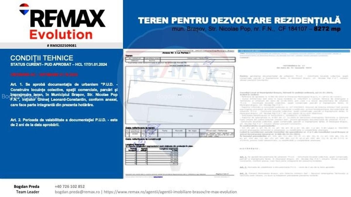 Teren pentru Dezvoltare Rezidentiala - COMISION 0% - 8