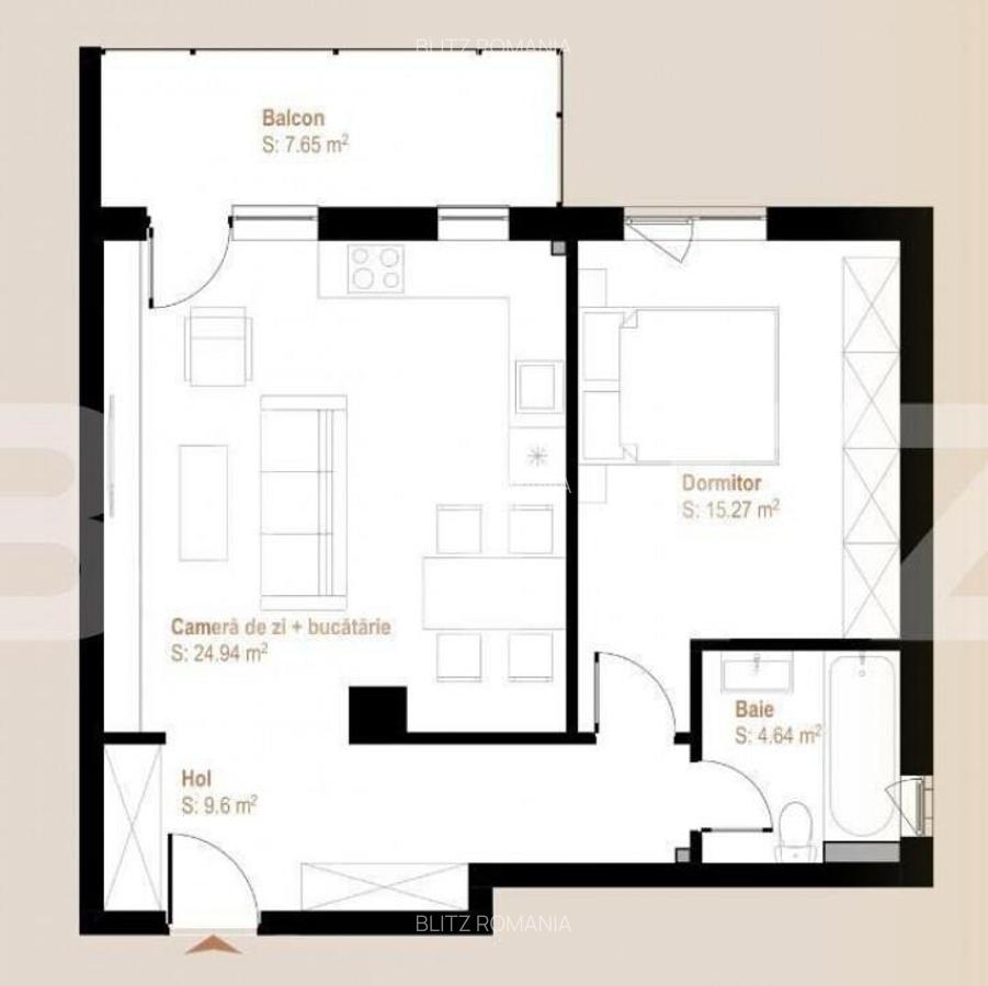 Apartament 2 camere, 54mp, bloc nou, zona Vivo - 5