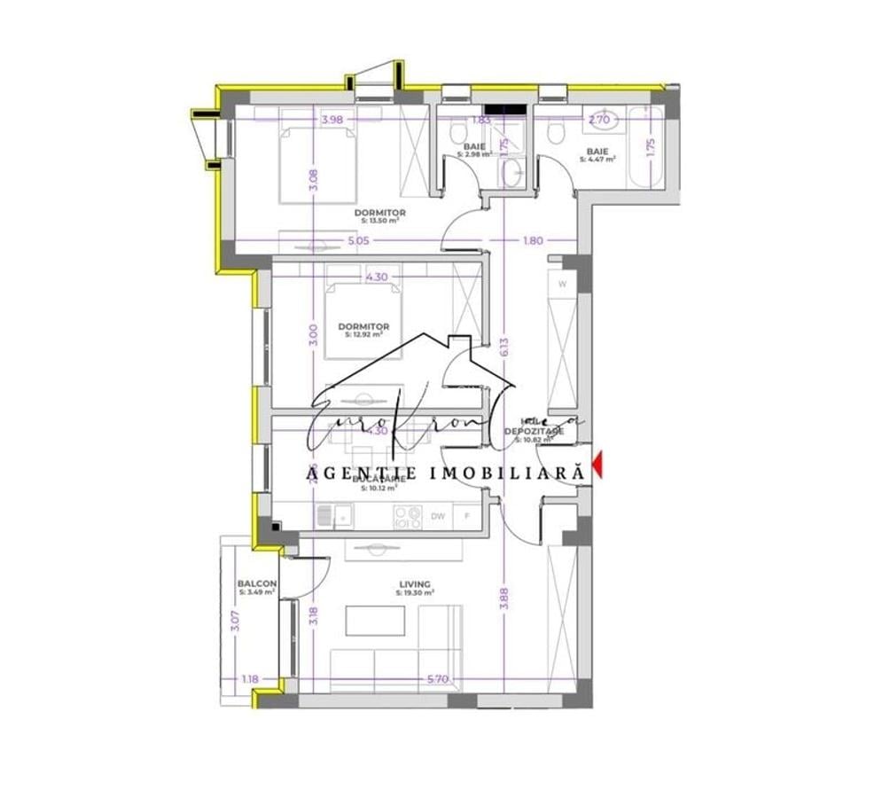 Apartament cu 3 camere decomandat în Tractorul - 8