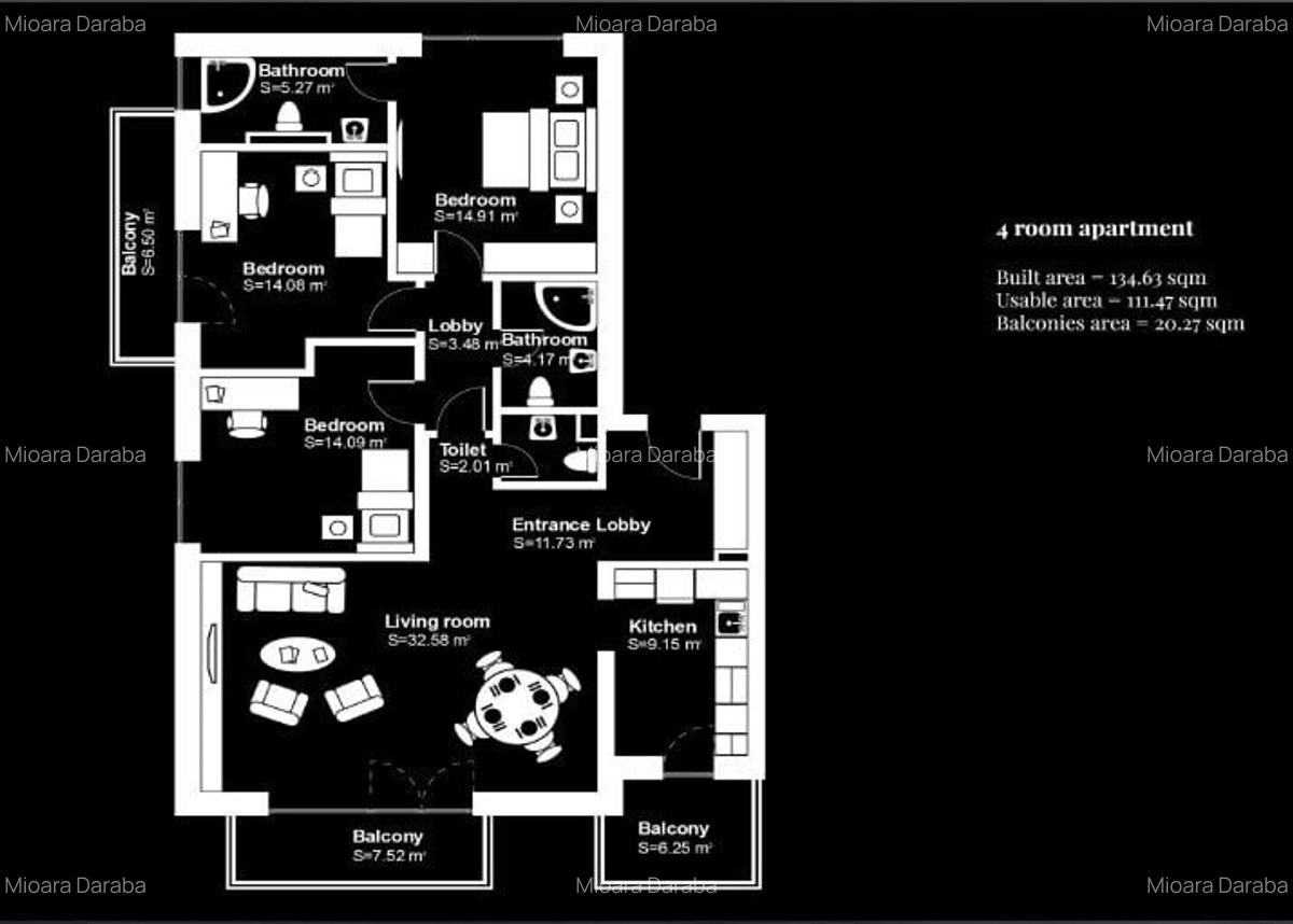 4-room apartment, modernly furnished, luxury, Primaverii area - 19