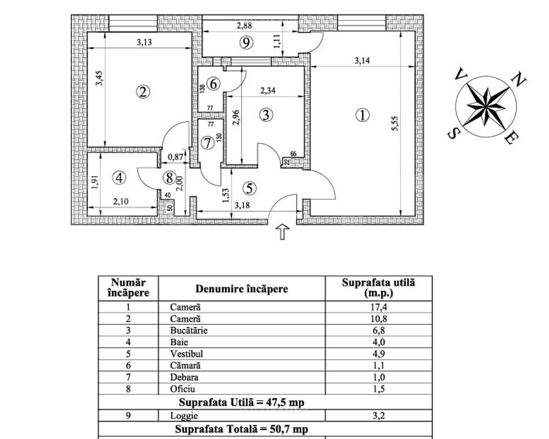 Apartament 2 camere, 47,50 mp, zona Piata Rahova - 1