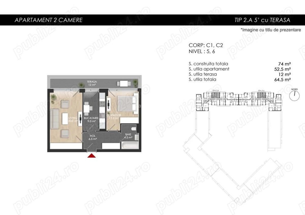 Apartament 2 camere nou, 64 mp utili, Zona Straule?ti, Mall Colosseum, Sector 1 - 7