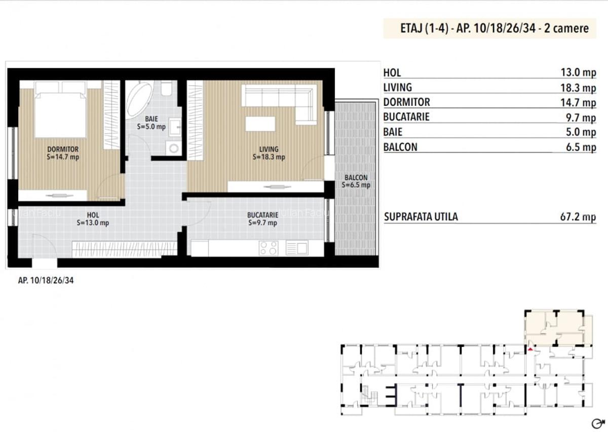 Apartament 2 camere decomandat Grand Arena Dealul Cucului. - 2