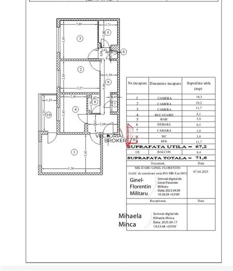 Apartament 3 cam, dec, et.4, bl.1982, 2 bai, Basarabia- Cernauti - 8