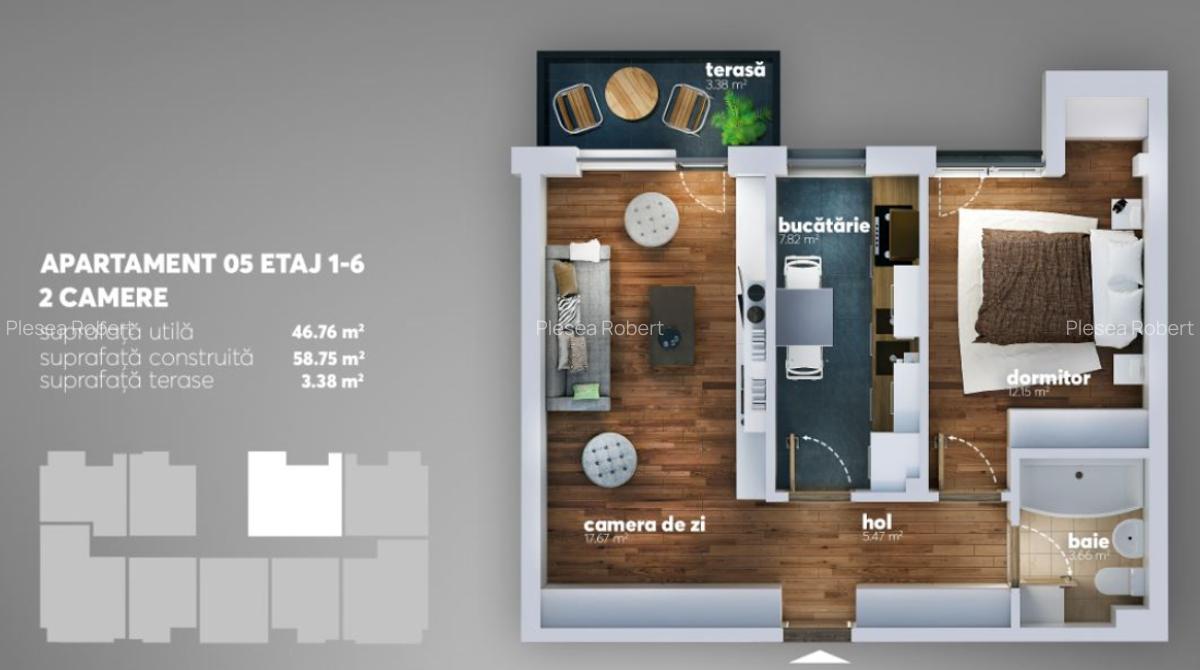 Metrou Aparatori 950 m - TVA 21 % inclus 2 camere decom acceptam credit - 2