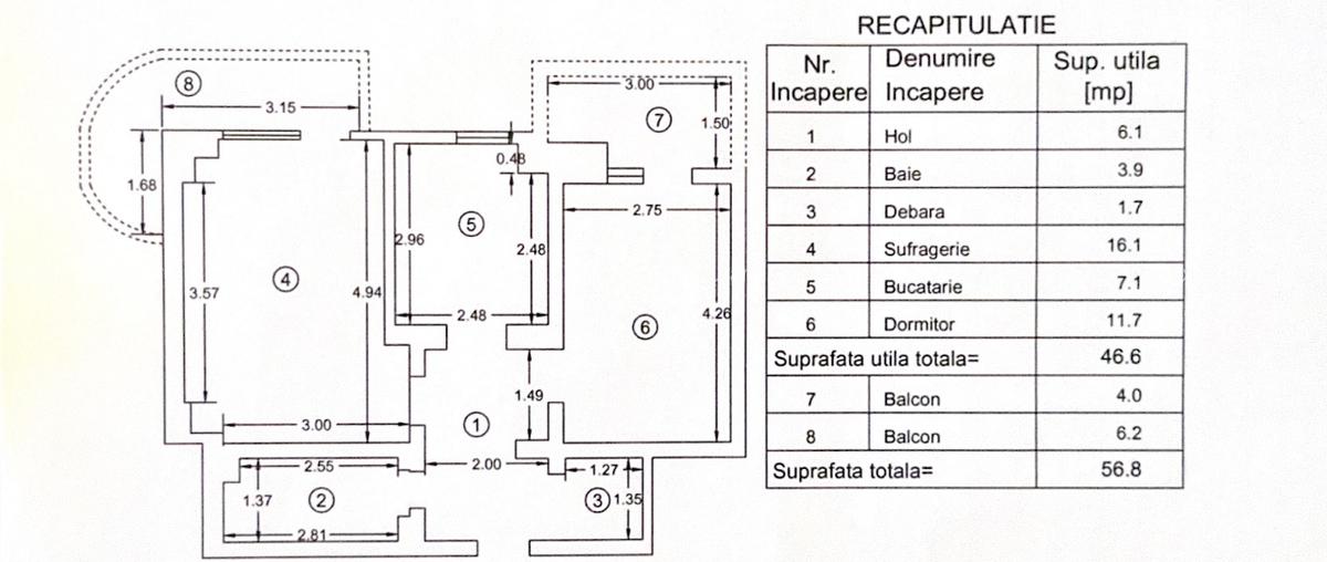 GARA-BILA-ap. 2 camere, 2 balcoane, et.6/8, bloc pe cadre, izolat, 56m2! - 5