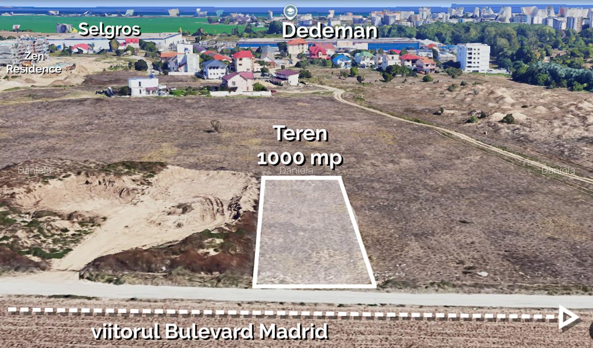 Teren intravilan 1.000 mp | Zona Dedeman/ proiect Bd. Madrid | Comision 0% - 2