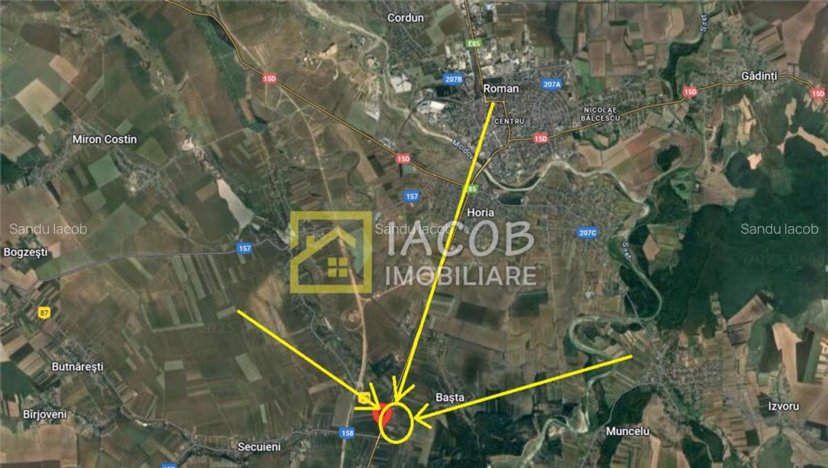 Teren intravilan, 8333 mp, la E85, comuna Secuienii Noi, jud - 8